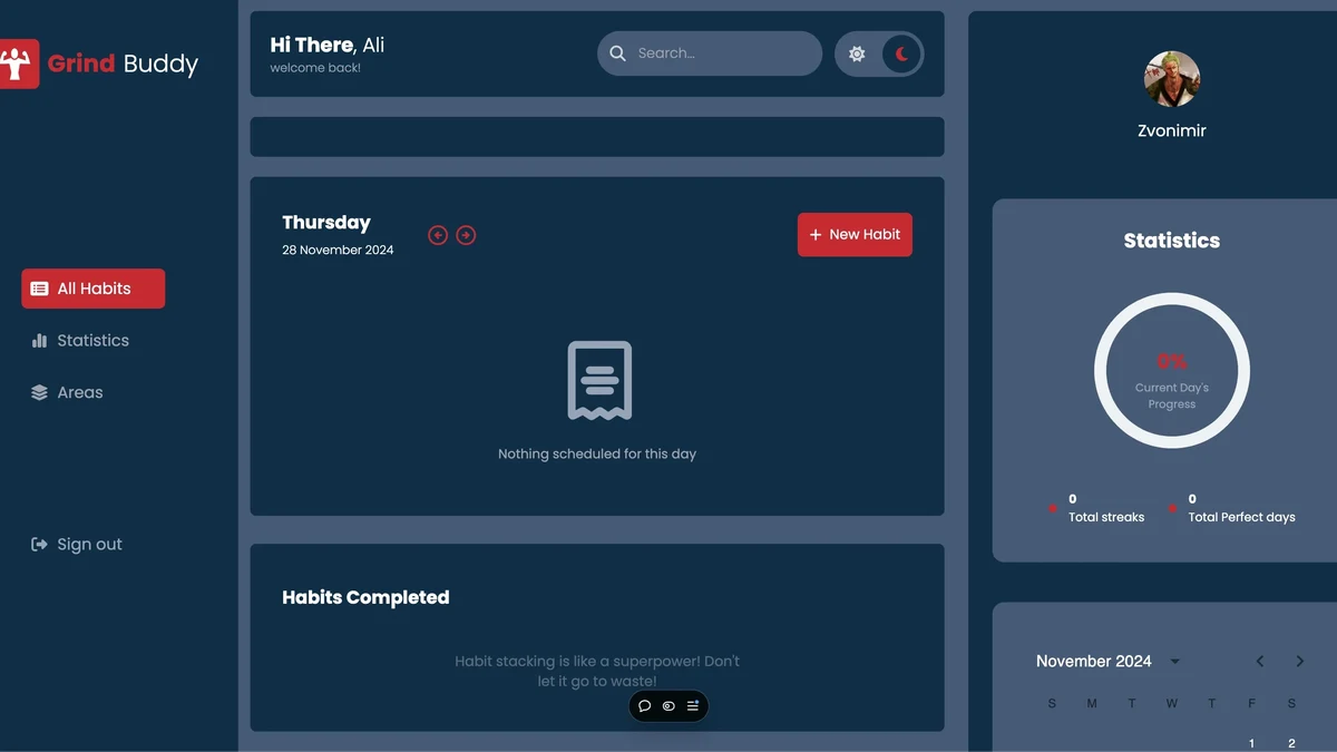 Grind Buddy: Workout routine and progress tracker
